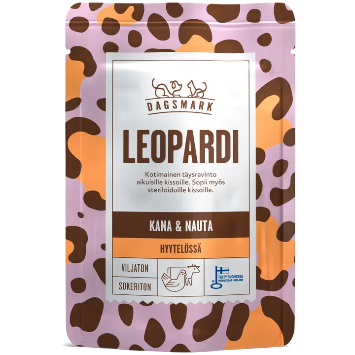 Dagsmark LEOPARDI kotimainen kissan täysravinto kanaa ja nautaa hyytelössä 80 g