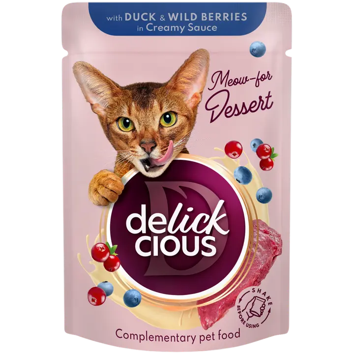 Delickcious Täiendav konserv täiskasvanud kassidele – Part ja metsamarjad kastmes, 80 g