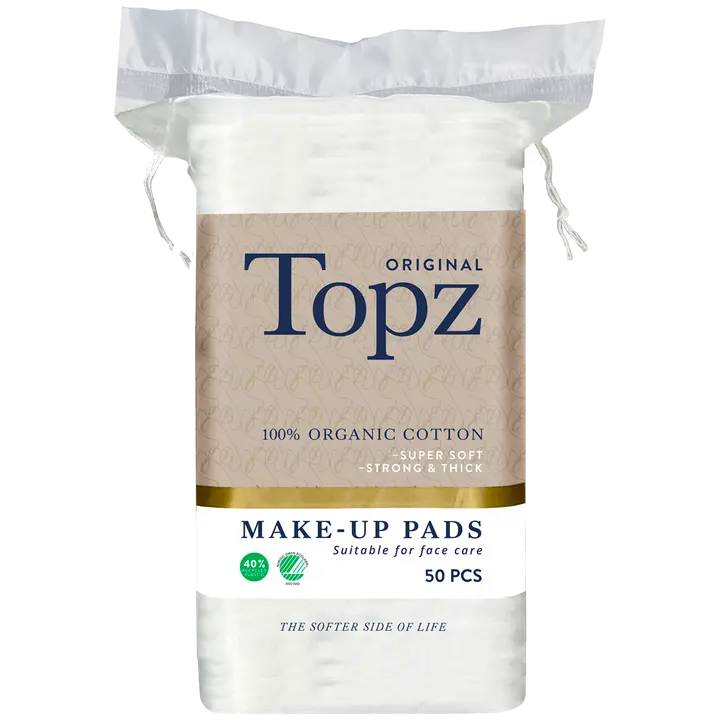 Topz Premium Square Make Up Pads -vanulaput 50 kpl