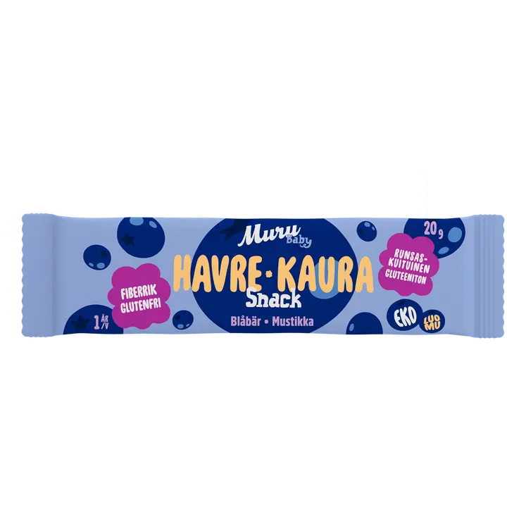 Muru Baby Kaura Snack Mustikka 1 v 20 g luomukaurapatukka