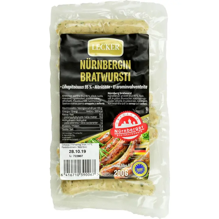 Lecker 200g Nürnbergin bratwursti