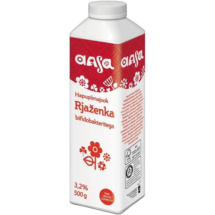 Aasa Hapupiimajook Rjaženka bifidobakteritega rasvasus 3,2%, 500g