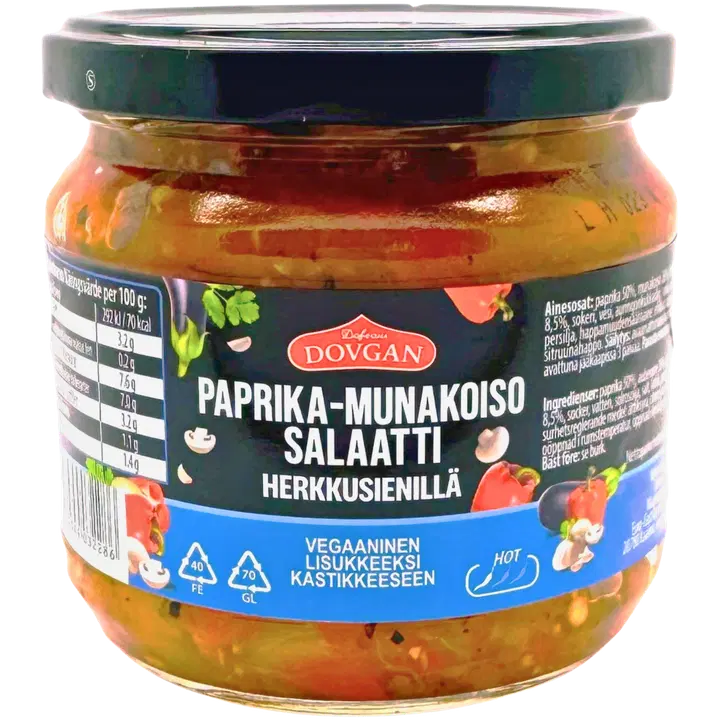 Dovgan paprika-munakoisosalaatti herkkusienillä 350 g