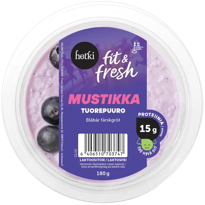 Fresh Fit & Fresh Mustikka tuorepuuro 180 g
