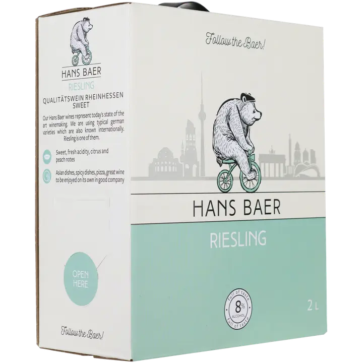 Hans Baer Riesling valkoviini 8 til-% 2 L BIB