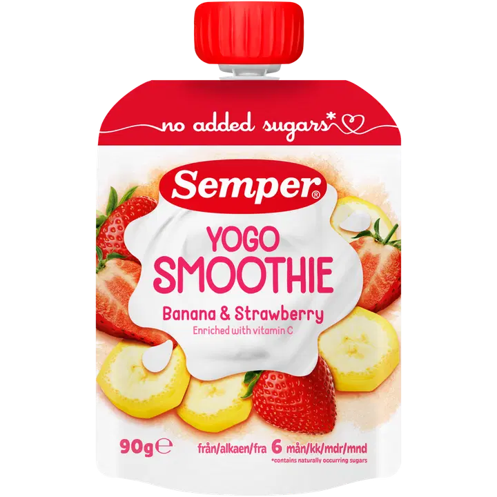 Semper Yogo Smoothie Banaani & mansikka 6kk jogurtti-hedelmäsose 90g