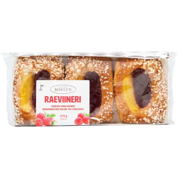 Leipomo Rosten raeviineri, vadelma-vaniljaviineri 3 kpl 270 g