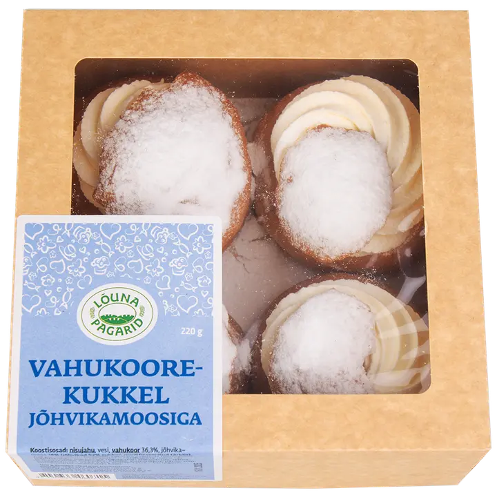 Lõuna Pagarid Vahukoorekuklid Jõhvikamoosiga 4x55 g