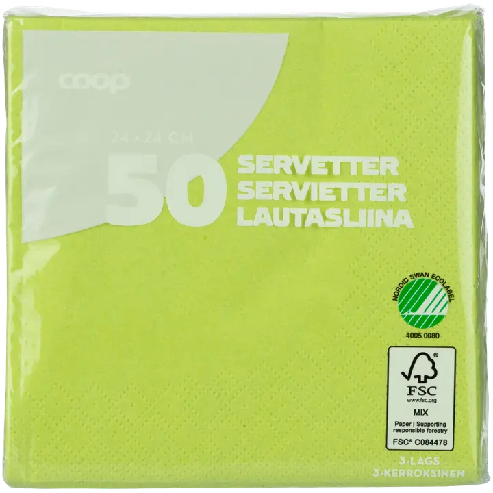Coop lautasliina lime 24x24cm 50kpl