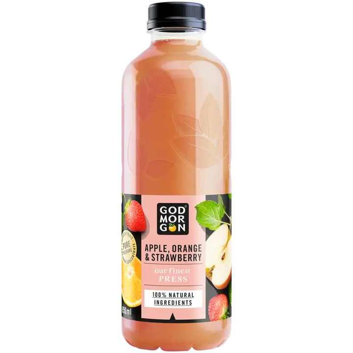 God Morgon Our Finest Press Omena-appelsiini-mansikka hedelmämehujuoma 850 ml