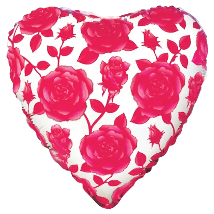 Ruusut sydän foliopallo  5 kpl/pss