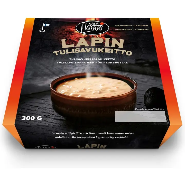 Kala-Lappi Lapin Tulisavukeitto, laktoositon ja gluteeniton kalakeitto lämminsavukirjolohesta, 300 g