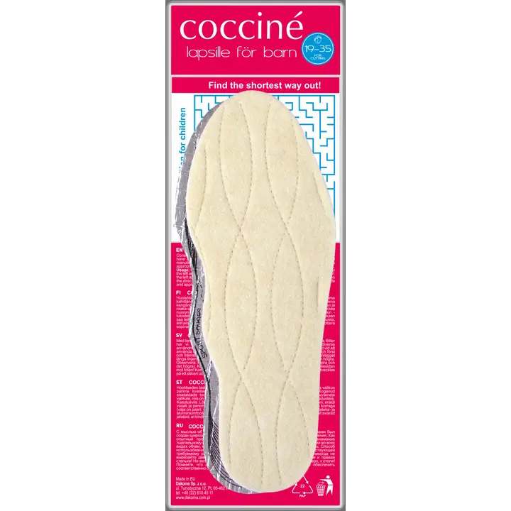 Coccine lasten alumiinihuopa pohjallinen, koko 19-35 leikattava