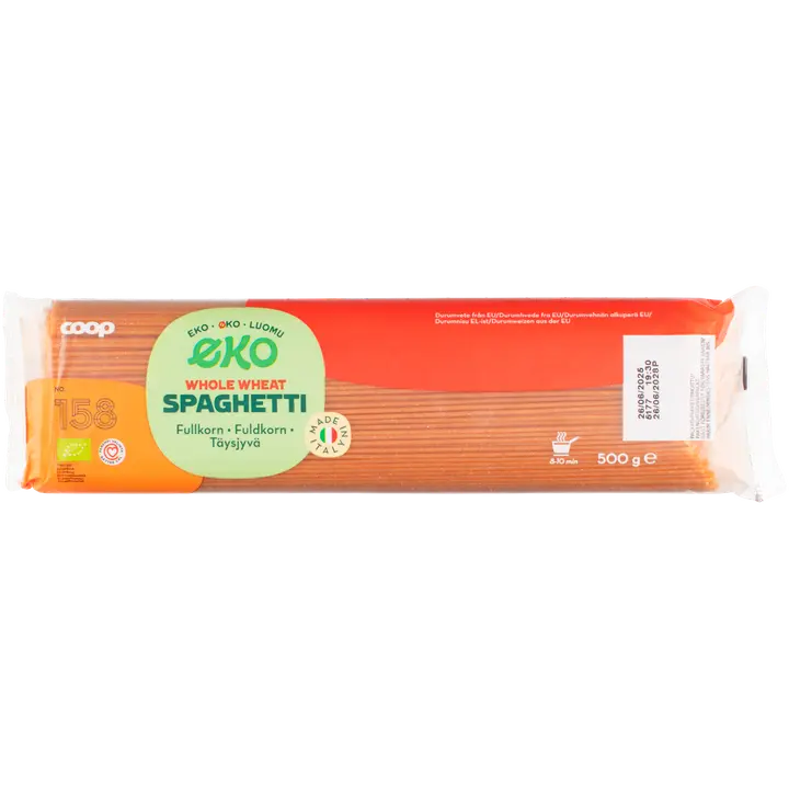 Coop täysjyväspagetti luomu 500 g