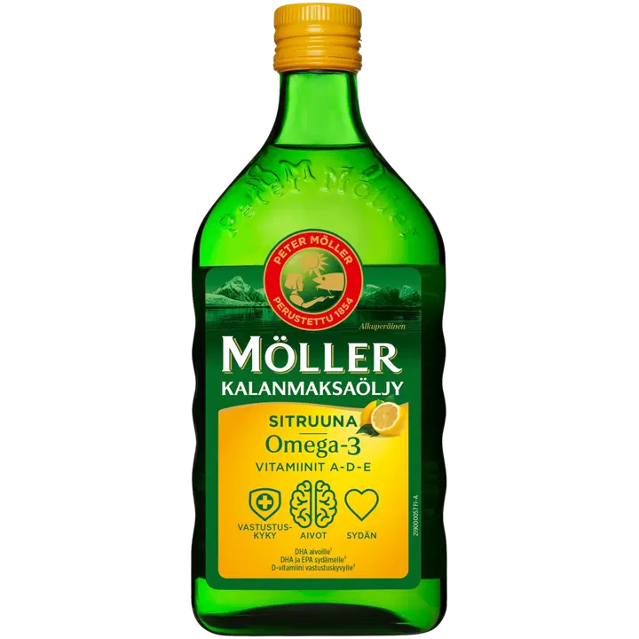 Möller Kalanmaksaöljy Sitruuna Omega-3 Vitamiinit A-D-E 500ml