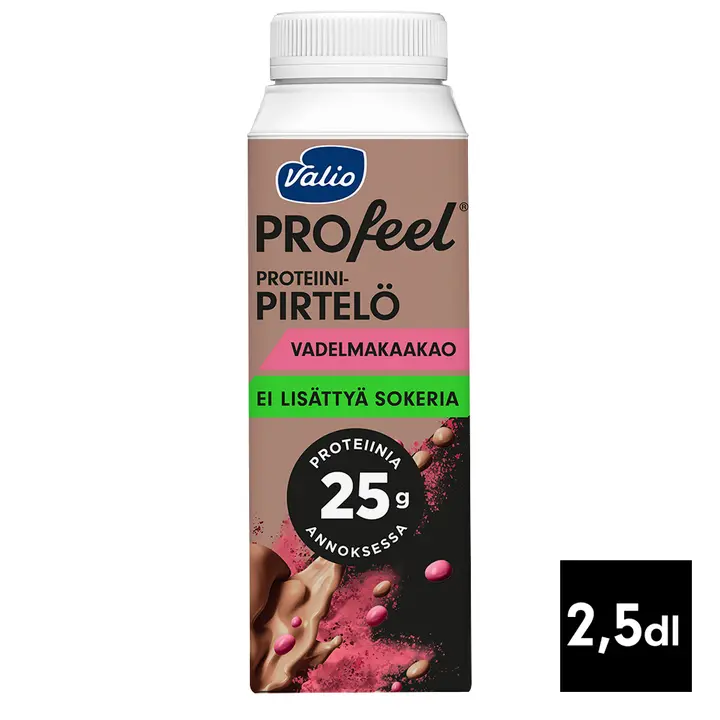 Valio PROfeel® proteiinipirtelö 2,5 dl vadelmakaakao laktoositon