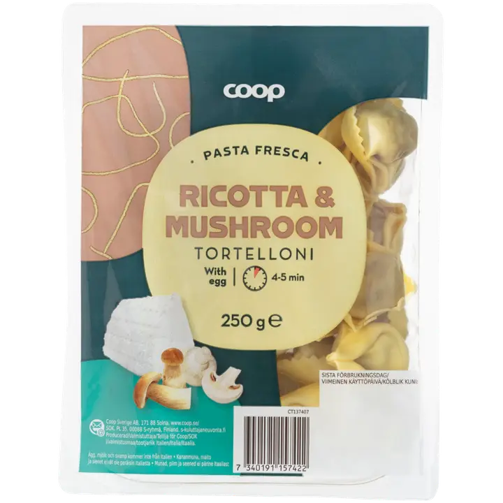 Coop Tortelloni tuorepasta ricotta & sieni 250 g