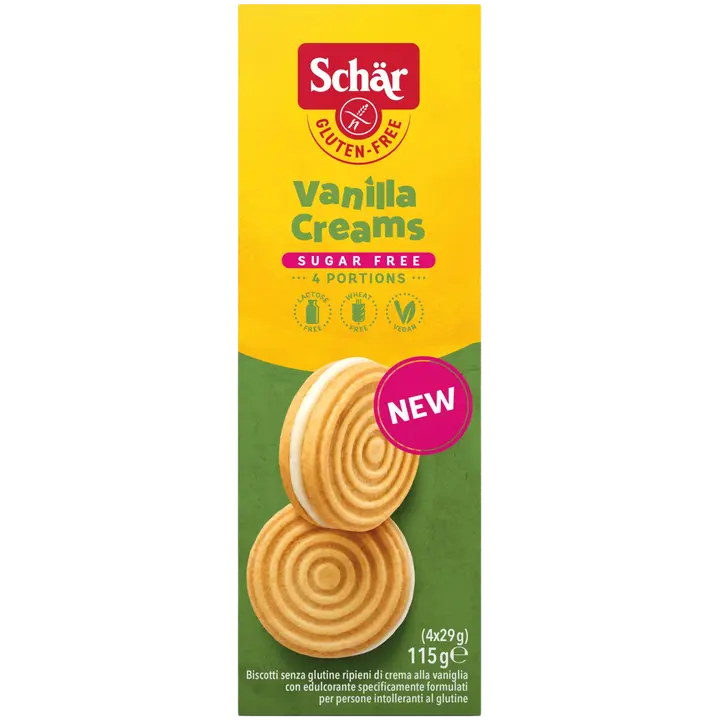 Schär Vanilla Creams 115g Gluteeniton keksi vaniljakreemitäytteellä