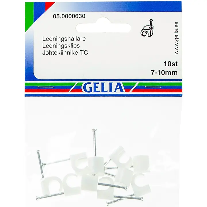 Gelia johtokiinnike 7-10mm 10kpl valkoinen