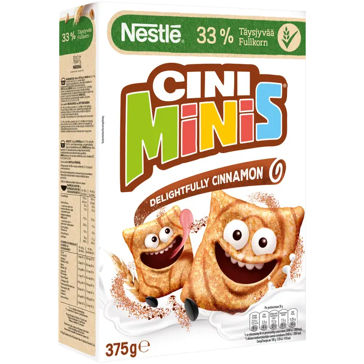 Nestlé CINI MINIS 375g kanelinmakuisia täysjyvävehnä-riisimuroja