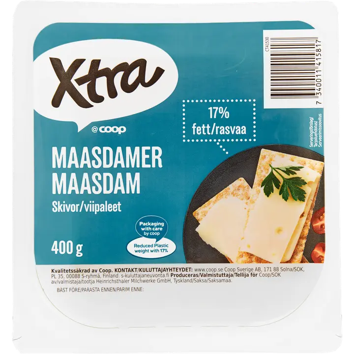 Xtra Maasdam juustoviipaleet 17 % 400 g