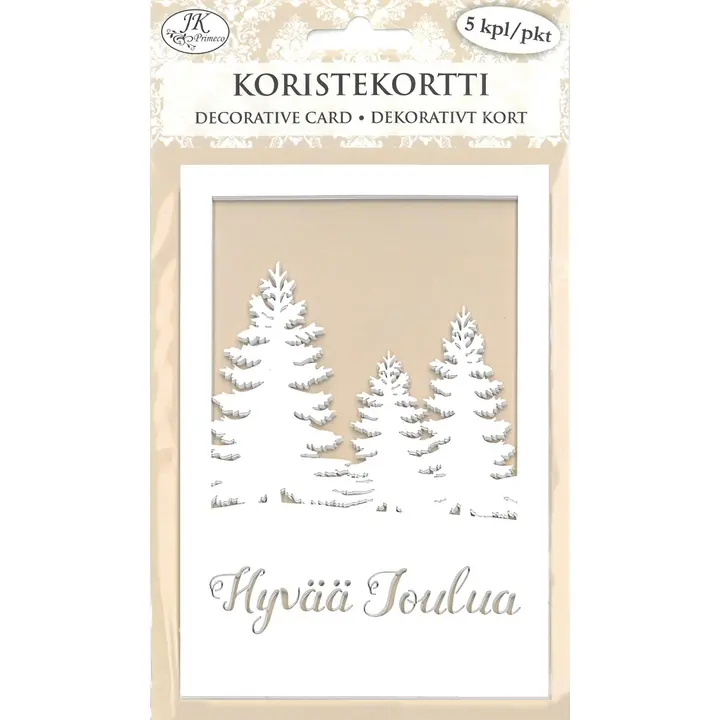 J.K. Primeco Koristekortti hyvää joulua + kuuset 5kpl/pkt