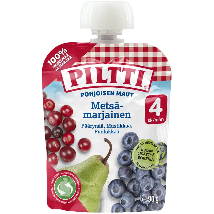 Piltti Pohjoisen Maut 90g Metsämarjainen marja- ja hedelmäsose 4kk annospussi