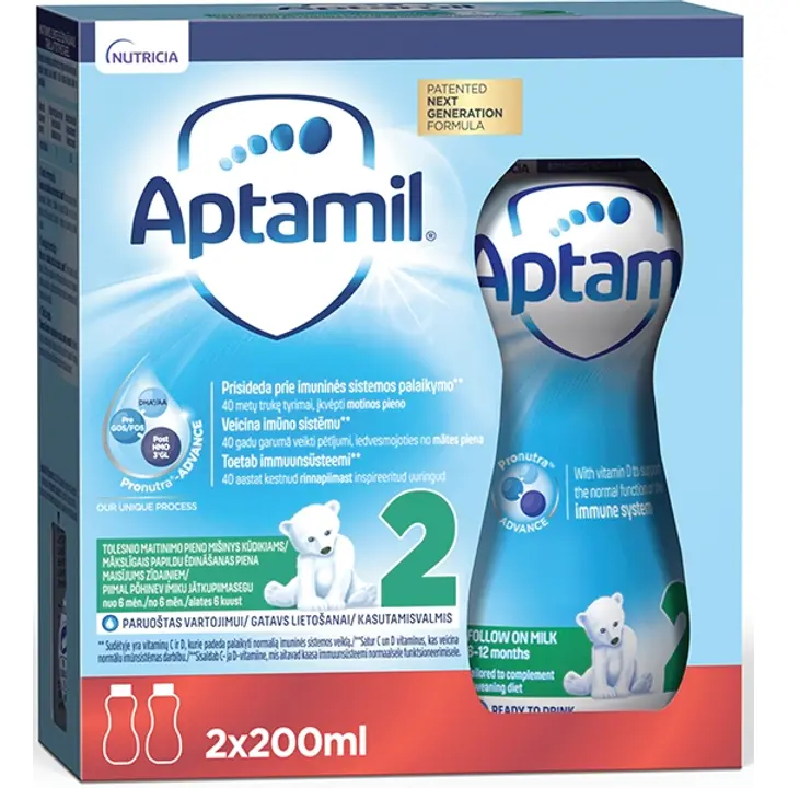 Aptamil 2 jätkupiimajook 2 x 200 ml, alates 6-elukuust