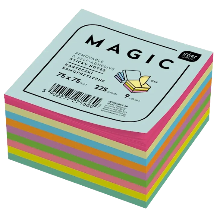 Märkmepaberid 225tk 75x75mm magic, 9 värvi