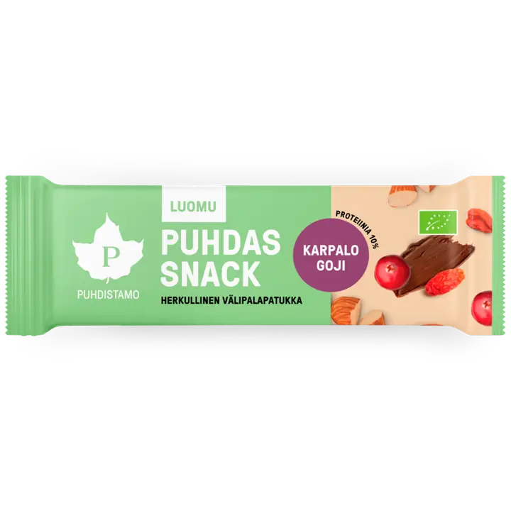 Puhdistamo Puhdas Snack Luomu mantelinen marjavälipalapatukka 40 g