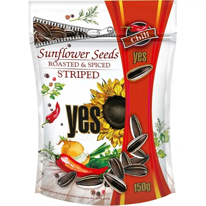 Y.E.S. tšillimaitselised triibulised päevalilleseemned 150g