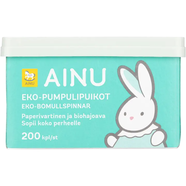 Ainu 200kpl Eko -pumpulipuikot