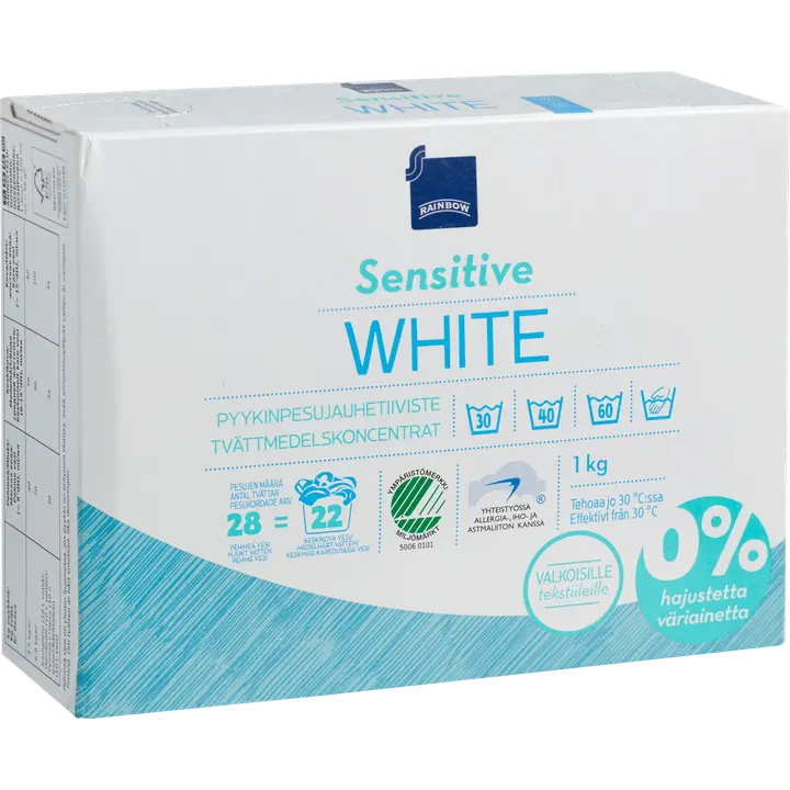 Rainbow Sensitive White pyykinpesujauhe valkopyykille 1kg