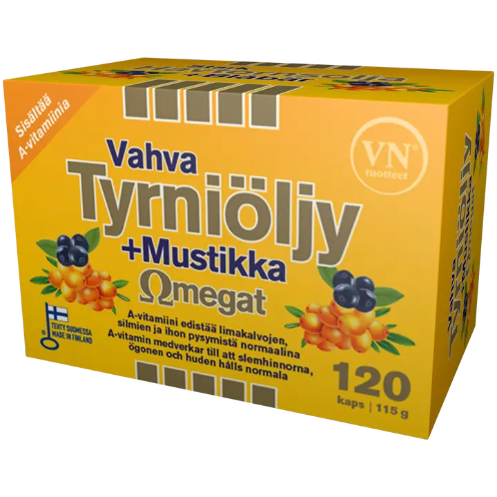 Vahva Tyrniöljy+Mustikka Omegat 120 kaps - ravintolisä Via Naturale