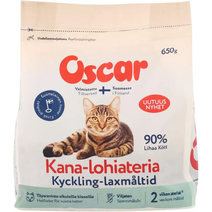 Oscar Kana-lohiateria kissoille täysravinto 650g