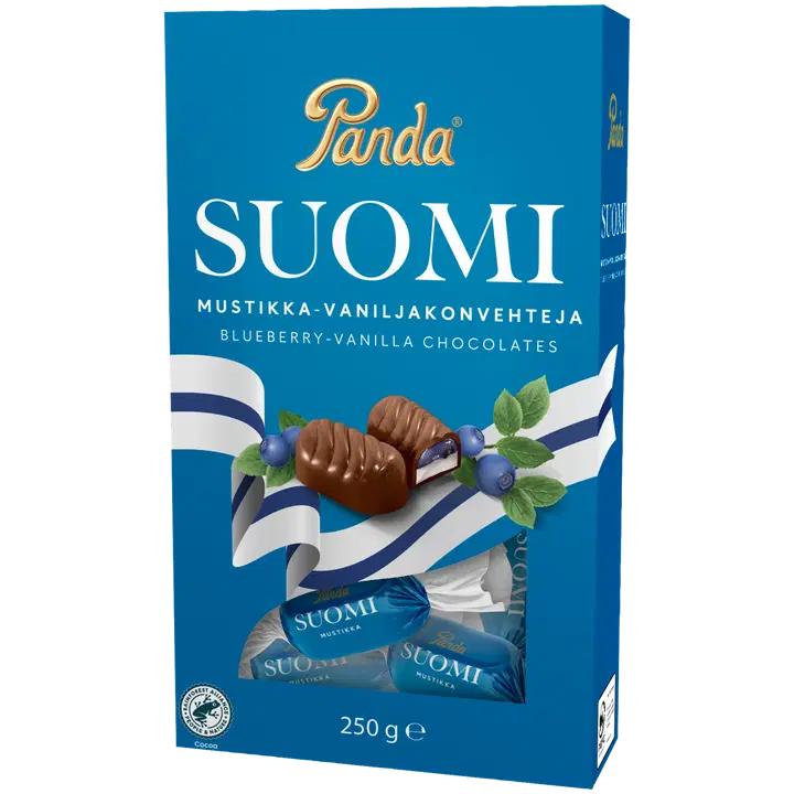 Panda Suomi mustikka vanilja suklaakonvehti 250g