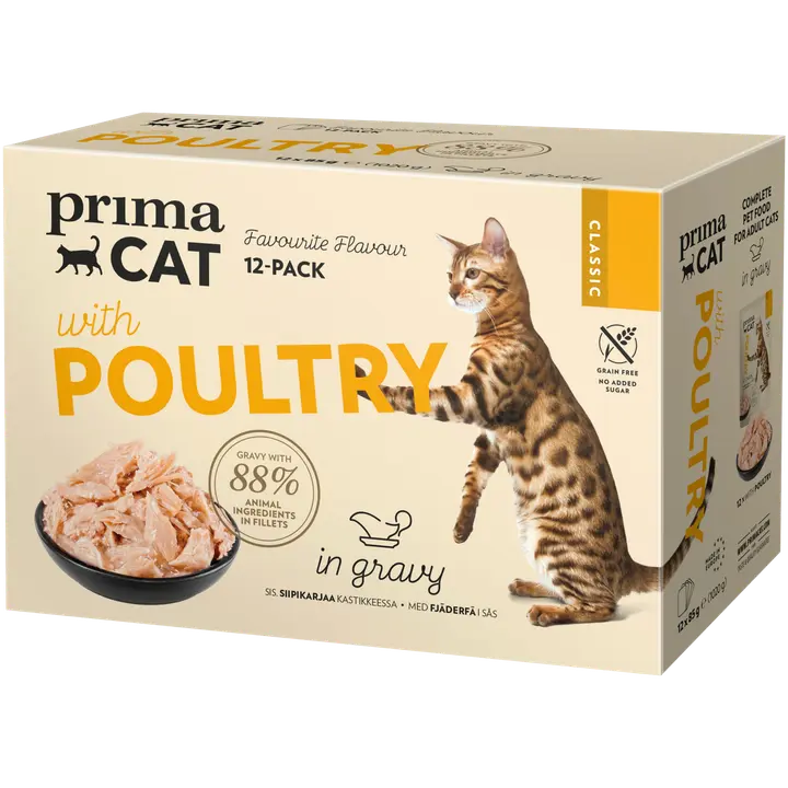 PrimaCat Classic Siipikarjaa kastikkeessa 12 x 85 g