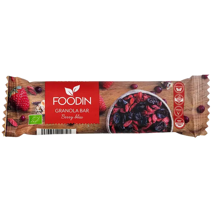 Foodin Granola bar Berry Bliss, luomu, 40g