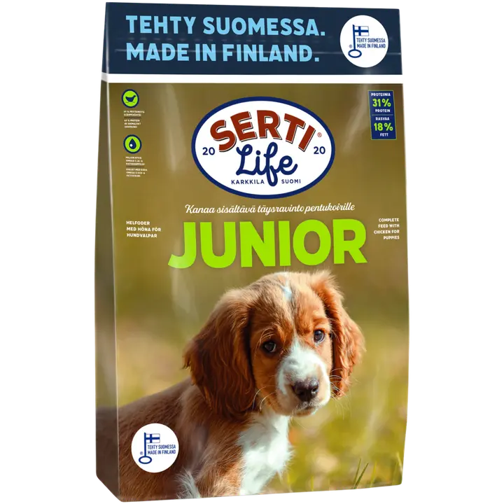 KOTIMAINEN SertiLife Junior, täysravinto koiranpennuille 4 kg
