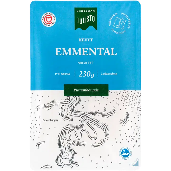Kuusamon Juusto kevyt Emmentalviipale 230 g