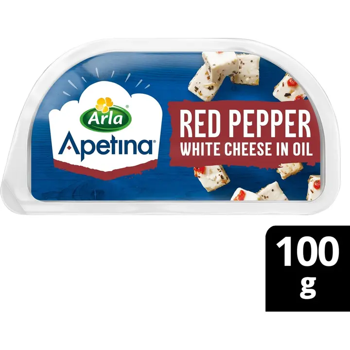 Arla Apetina Snack 100/70 g salaattijuustokuutioita ja paprikaa öljymarinadissa