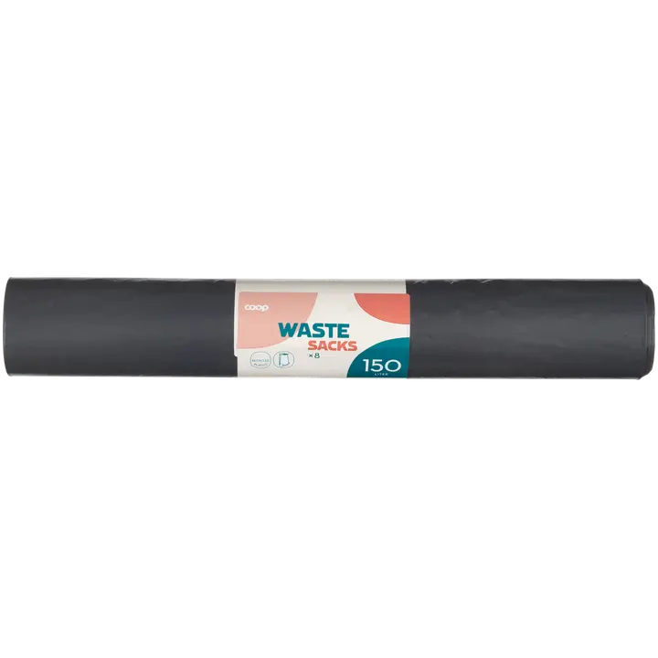 Coop jätesäkit 150 l musta 8 kpl
