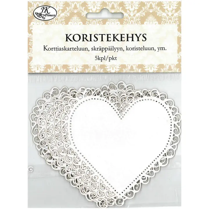 J.K. Primeco koristekehys sydän valkoinen 5kpl/pkt