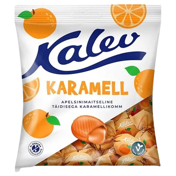Kalev Caramel apelsinimaitselised täidisega karamellid 120 g