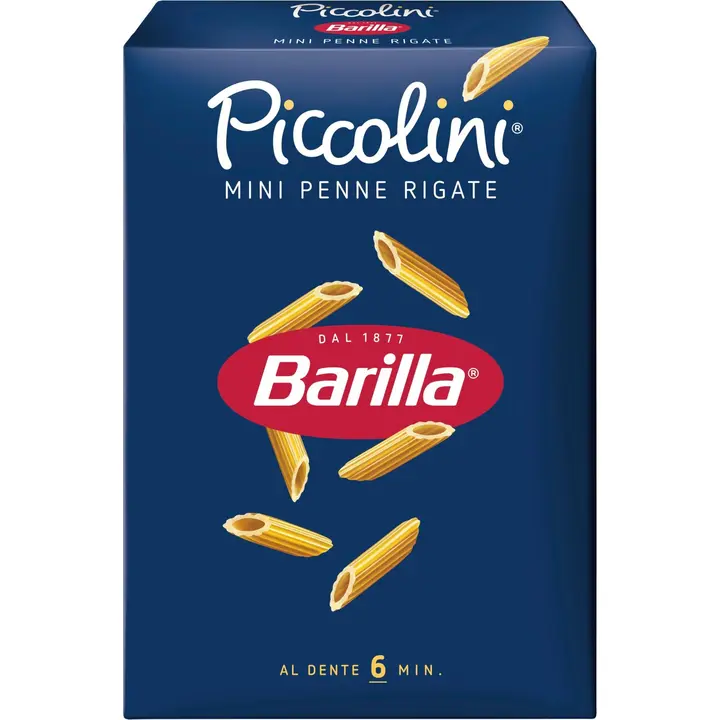 Barilla Piccolini Mini Penne Rigate durumvehnästä valmistettu pasta 500g