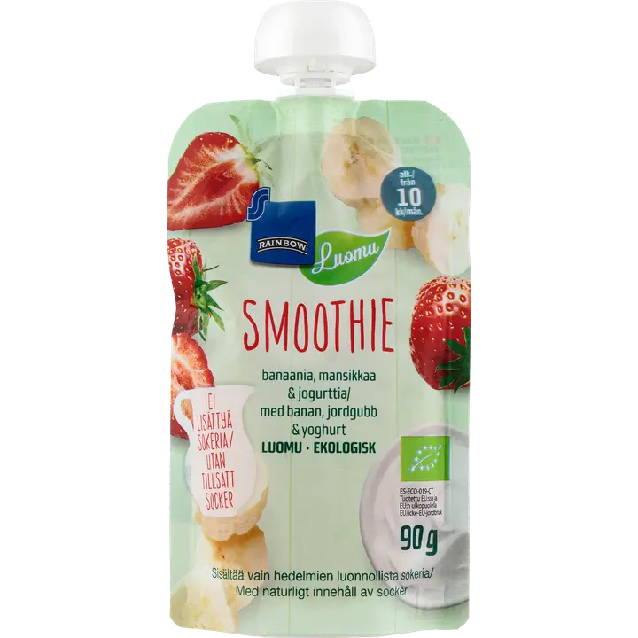 Rainbow 90g Smoothie banaani-mansikka-jogurtti luomu