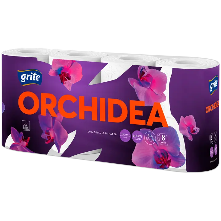 Tualettpaber Grite Orchidea White 3-kihiline 8 rulli