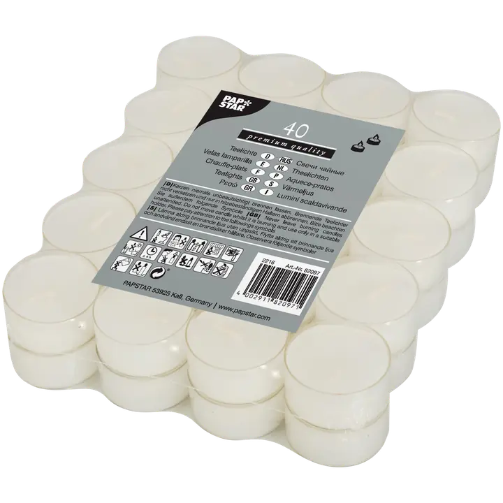 Lämpökynttilä kirkas kuppi 40 kpl