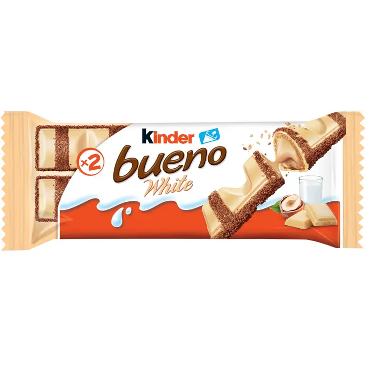 Kinder Bueno White 39g valkosuklaalla päällystetty vohveli maitoisalla hasselpähkinätäytteell