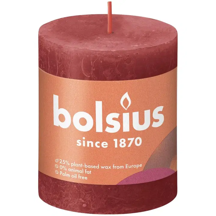 Bolsius Rustiikki pöytäkynttilä 8x6,8 Delicate red